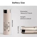 Panasonic NCR18650BD protected battery dimensions diagram flat top and button top options