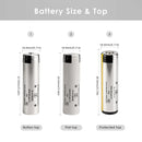 Panasonic NCR18650BD protected battery dimensions diagram flat top and button top options