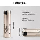 Panasonic NCR18650BD protected battery dimensions diagram flat top and button top options