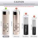 Panasonic NCR18650BD protected battery terminal comparison flat top vs button top with protection circuit