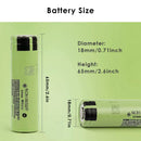 Panasonic NCR18650PF 18650 battery dimensions diagram flat top