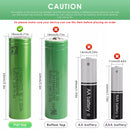Sony VTC5 flat top battery terminal close up unprotected design