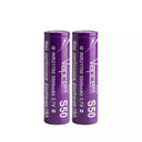 Vapcell 5000mAh 15A 21700 flat top high-drain Li-ion batteries 2-pack front view.