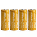 Vapcell 6200mAh 15A 26650 IMR flat top button top rechargeable batteries 4-pack.