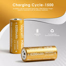 Vapcell 6200mAh 26650 batteries with small magnetic button top spacers displayed next to them.