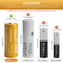 Vapcell K62 26650 6200mAh battery terminal guide showing Flat Top (26.3×65.3mm) and Button Top (adds ~2mm) options. Flat Top is ideal for spot welding; Button Top is designed for spring-loaded devices.