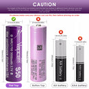 Vapcell 5000mAh 21700 battery next to clear PVC wrap for re-wrapping damaged cells.