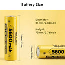 Vapcell F56 21700 battery powering a high-lumen flashlight with a smooth reflector.