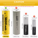 Two Vapcell F56 21700 batteries charging simultaneously in a XTAR or Vapcell S4 Plus charger.