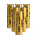 6-Pack Vapcell G50 21700 5000mAh 15A INR flat top rechargeable batteries for flashlights and e-bikes.