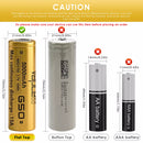 Printout or screen shot of Vapcell G50 21700 battery capacity test showing 4950mAh to 5050mAh results.