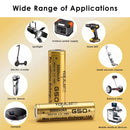 Six Vapcell G50 21700 batteries stored in a charger and spares case for a collection of high-performance flashlights.