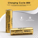 Vapcell G50 INR21700 battery label close-up showing INR (Lithium Nickel Manganese) chemistry designation.