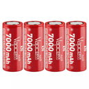 Vapcell K70 26650 7000mAh 15A IMR flat top or button top rechargeable batteries 4-pack.