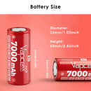 Vapcell K70 26650 flat top battery with a separate magnetic button top adapter attached.
