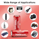 Vapcell K70 26650 7000mAh battery powering a single-cell 26650 USB power bank enclosure.