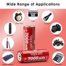 Vapcell K70 26650 7000mAh battery powering a single-cell 26650 USB power bank enclosure.