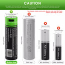 Infographic explaining Vapcell P2160A 21700 length and warning about fitment in tight battery compartments.