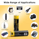 Comparison photo of Vapcell P2160B protected button top next to a standard flat top 21700 battery.