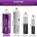 Vapcell P54 26650 battery charging in a universal charger with adjustable sliders for 26650 size.
