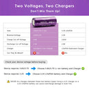 Vapcell P54 26650 battery charging in a universal charger with adjustable sliders for 26650 size.