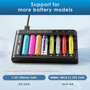 XTAR 8-Bay Charger Compatible Battery Types AA Lithium Ni-MH