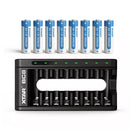 XTAR AA Lithium Battery 8-Pack with 8 Bay USB Charger Main Image