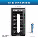 XTAR AA Battery and 8-Bay Charger Dimension Drawing