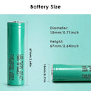 Samsung INR18650-20R4 battery dimensions diagram showing 18.4mm diameter and 65mm height specifications