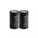 Two Keeppower IMR18350 1600mAh 8A high drain flat top and button top Li-Mn batteries side by side