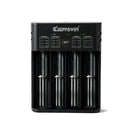 Keeppower K4 4-slot USB-C universal battery charger with adjustable 0.5A/1A/2A current for Li-ion and NiMH batteries. Batteries NOT included.
