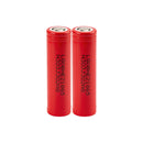 LG HE2 18650 rechargeable Li-ion battery 2500mAh 20A continuous high drain flat top, 2 pieces, for vaping, high-power flashlights, and power tools.