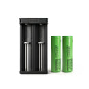 LG INR18650-MJ1 3500mAh flat top 2-pack with XTAR MC2 dual-slot USB charger – high-performance power bundle for EDC flashlights, outdoor gear, and camping.