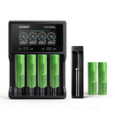 LG INR18650-MJ1 3500mAh 10A flat top 6-pack with XTAR VC4SL and MC1 chargers – high-capacity power bundle for EDC flashlights, camping lights, and portable devices.