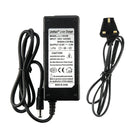 LiitoKala 12.6V 3A Li-ion battery charger for 3S 18650/21700 battery packs with UK plug. 100-240V wide voltage input, DC 5.5×2.1mm plug, constant current & voltage smart charging.