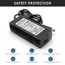 LiitoKala 25.2V 2A charger featuring constant current & constant voltage (CC/CV) charging, over-current protection, over-voltage protection, and FCC/CE/RoHS safety certifications.