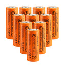 Liitokala 26700 3.7V 5100mAh 10A high drain flat top rechargeable Li-ion battery in orange wrap with clear specifications
