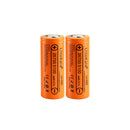 Liitokala 26700 3.7V 5100mAh 10A high drain flat top rechargeable Li-ion battery in orange wrap with clear specifications