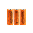 Liitokala 26700 3.7V 5100mAh 10A high drain flat top rechargeable Li-ion battery in orange wrap with clear specifications