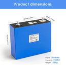 LiitoKala 3.2V 100Ah LiFePO4 battery detailed dimensions measuring 148mm length by 52mm width by 116mm height (131mm including terminals), weighing 1.92kg, model 3.2V 100Ah.