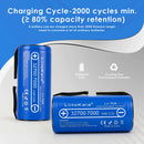  LiitoKala 32700 3.2V 7000mAh LiFePO4 battery cycle life chart showing stable capacity retention after 300 deep charge and discharge cycles.