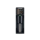 LiitoKala Lii-100 multifunctional single slot battery charger with Micro-USB input, power bank output and 0V activation for Li-ion and NiMH batteries.