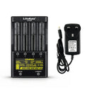 LiitoKala Lii-500S 4-slot smart battery charger with UK plug and touch screen display for Li-ion and NiMH batteries. Batteries not included.