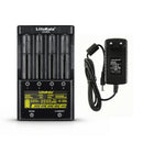 LiitoKala Lii-500S 4-slot smart battery charger with US plug and touch screen display for Li-ion and NiMH batteries. Batteries not included.