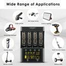 LiitoKala Lii-600 charger and Lii-50A 26650 5000mAh batteries applied in high-drain outdoor flashlights, searchlights and professional battery testing scenarios.