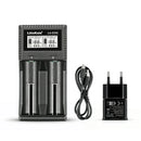 LiitoKala Lii-CH2 dual-slot smart battery charger with Type-C fast charging, LCD display, and universal compatibility for 1.5V Li-ion, 1.2V NiMH, 3.2V LiFePO4 & 3.7V Li-ion batteries. Batteries NOT included.EU