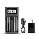 LiitoKala Lii-CH2 dual-slot smart battery charger with Type-C fast charging, LCD display, and universal compatibility for 1.5V Li-ion, 1.2V NiMH, 3.2V LiFePO4 & 3.7V Li-ion batteries. Batteries NOT included.US
