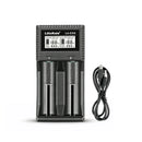 LiitoKala Lii-CH2 dual-slot smart battery charger with Type-C fast charging, LCD display, and universal compatibility for 1.5V Li-ion, 1.2V NiMH, 3.2V LiFePO4 & 3.7V Li-ion batteries. Batteries NOT included.