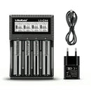 LiitoKala Lii-CH4 4-slot smart battery charger with Type-C fast charging, LCD display, and universal compatibility for 1.5V Li-ion, 1.2V NiMH, 3.2V LiFePO4 & 3.7V Li-ion batteries. Batteries NOT included.EU