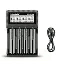 LiitoKala Lii-CH4 4-slot smart battery charger with Type-C fast charging, LCD display, and universal compatibility for 1.5V Li-ion, 1.2V NiMH, 3.2V LiFePO4 & 3.7V Li-ion batteries. Batteries NOT included.